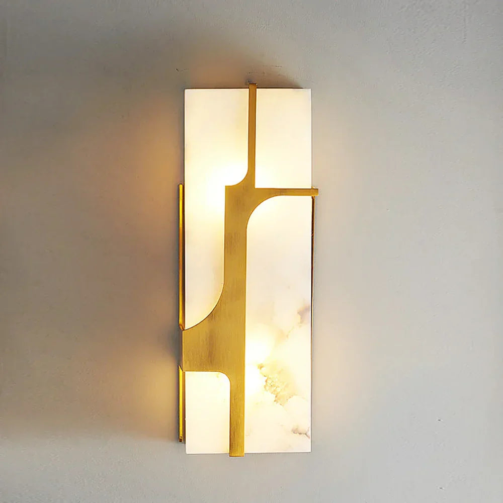 Ariel Wall Light in alabaster for Hallway by AUVIELIGHT, Dia 18cm x H 50cm / ∅ 7.1″ x H 19.7″ / Black & White / Warm Light