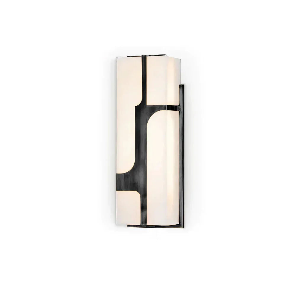 Ariel Wall Light in alabaster for Hallway by AUVIELIGHT, Dia 15cm x H 38cm / ∅ 5.9″ x H 15″ / Black & White / Warm Light