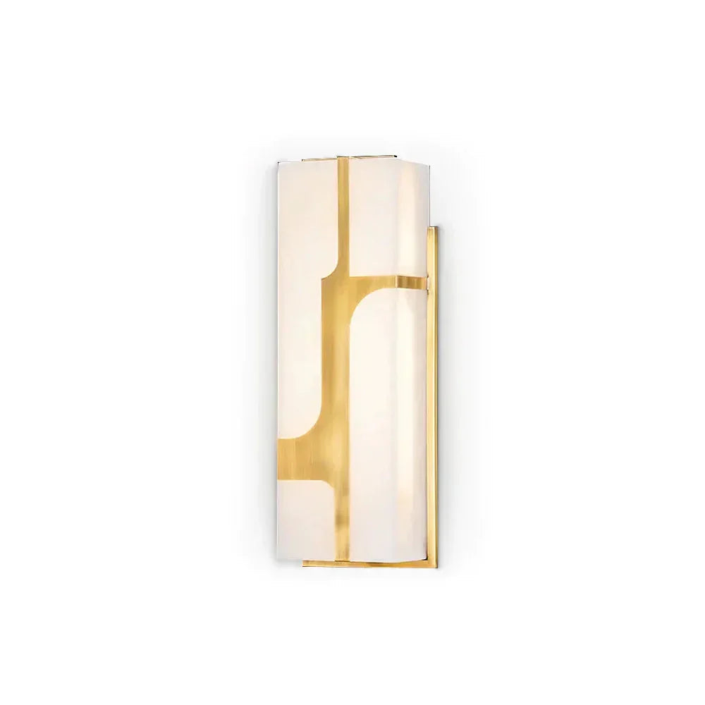 Ariel Wall Light in alabaster for Hallway by AUVIELIGHT, Dia 15cm x H 38cm / ∅ 5.9″ x H 15″ / Gold & White / Warm Light