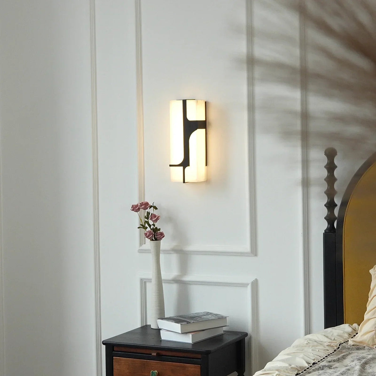 Ariel Wall Light in alabaster for Hallway by AUVIELIGHT