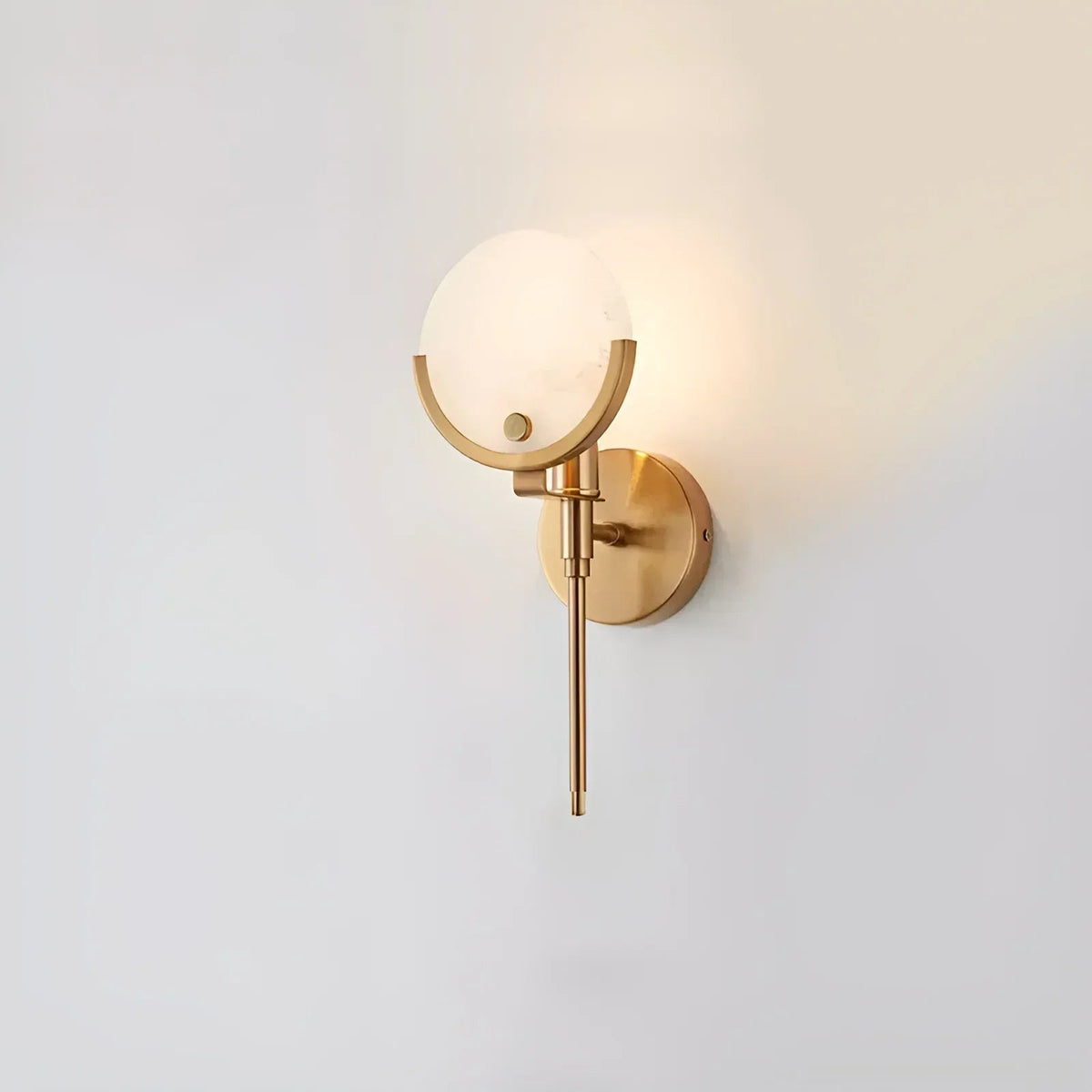 Ava Wall Light in alabaster for Hallway by AUVIELIGHT, Dia 12cm x H 32cm / ∅ 4.7″ x H 12.6″ / Gold & White