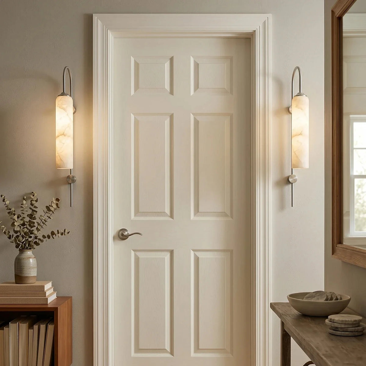 Cylinder Tube Wall Sconce in alabaster for Hallway by AUVIELIGHT