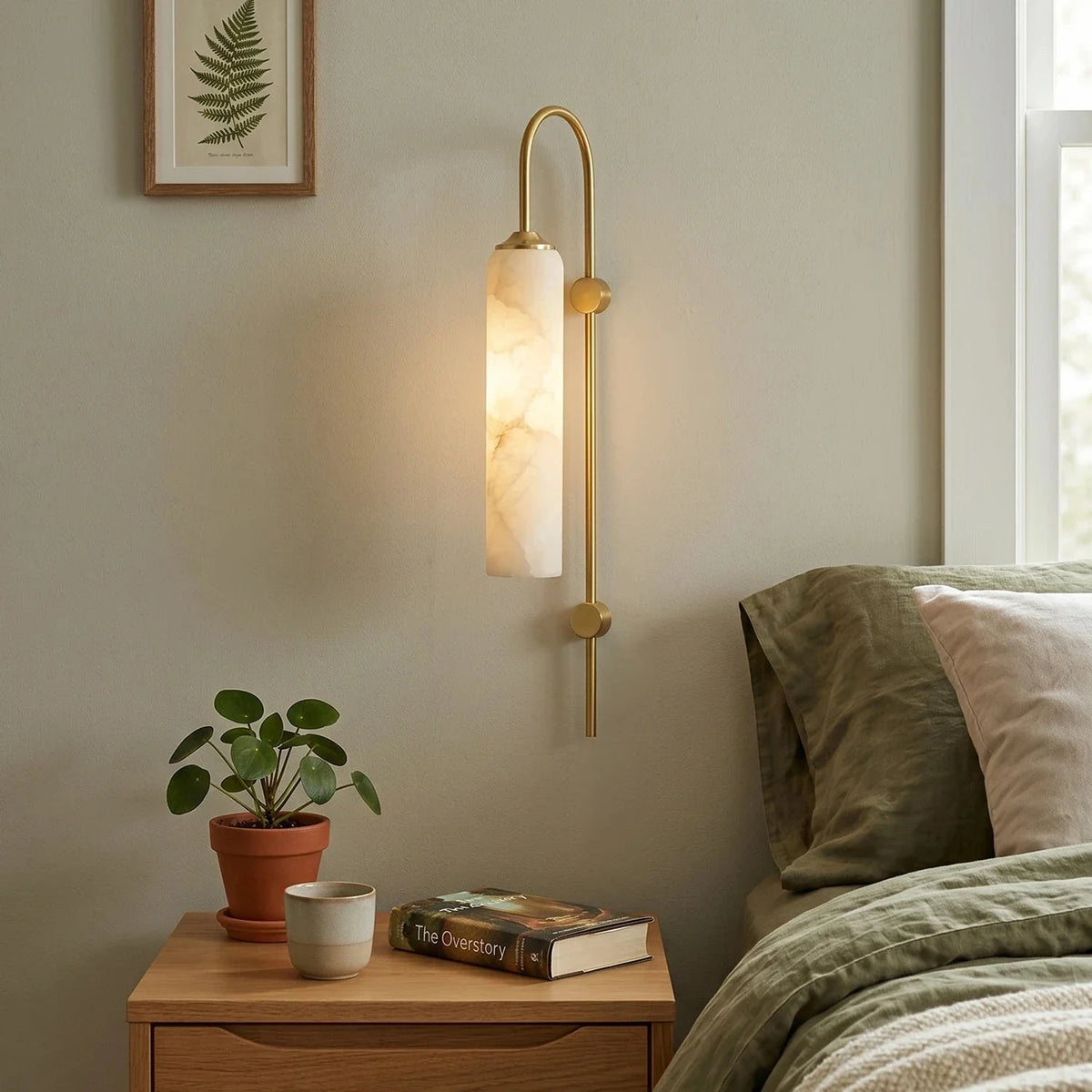 Cylinder Tube Wall Sconce in alabaster for Hallway by AUVIELIGHT