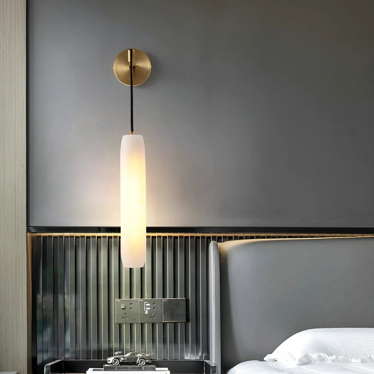 Flute Wall Light in alabaster for Hallway by AUVIELIGHT