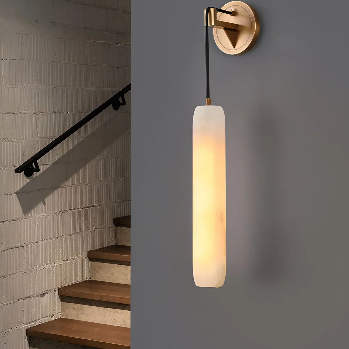 Flute Wall Light in alabaster for Hallway by AUVIELIGHT