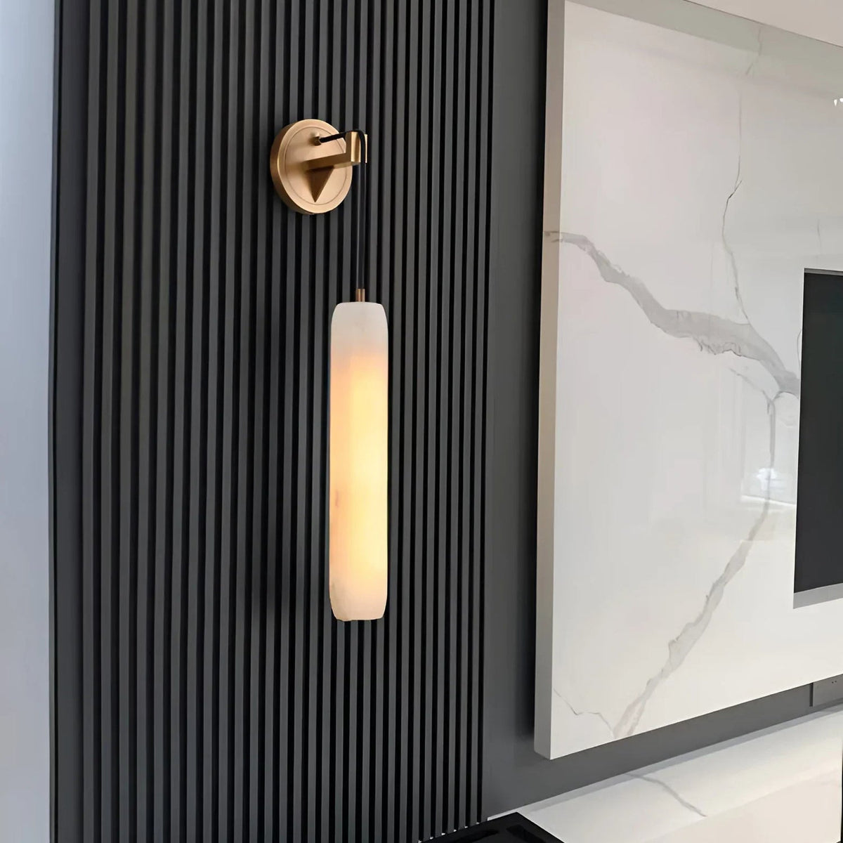 Flute Wall Light in alabaster for Hallway by AUVIELIGHT