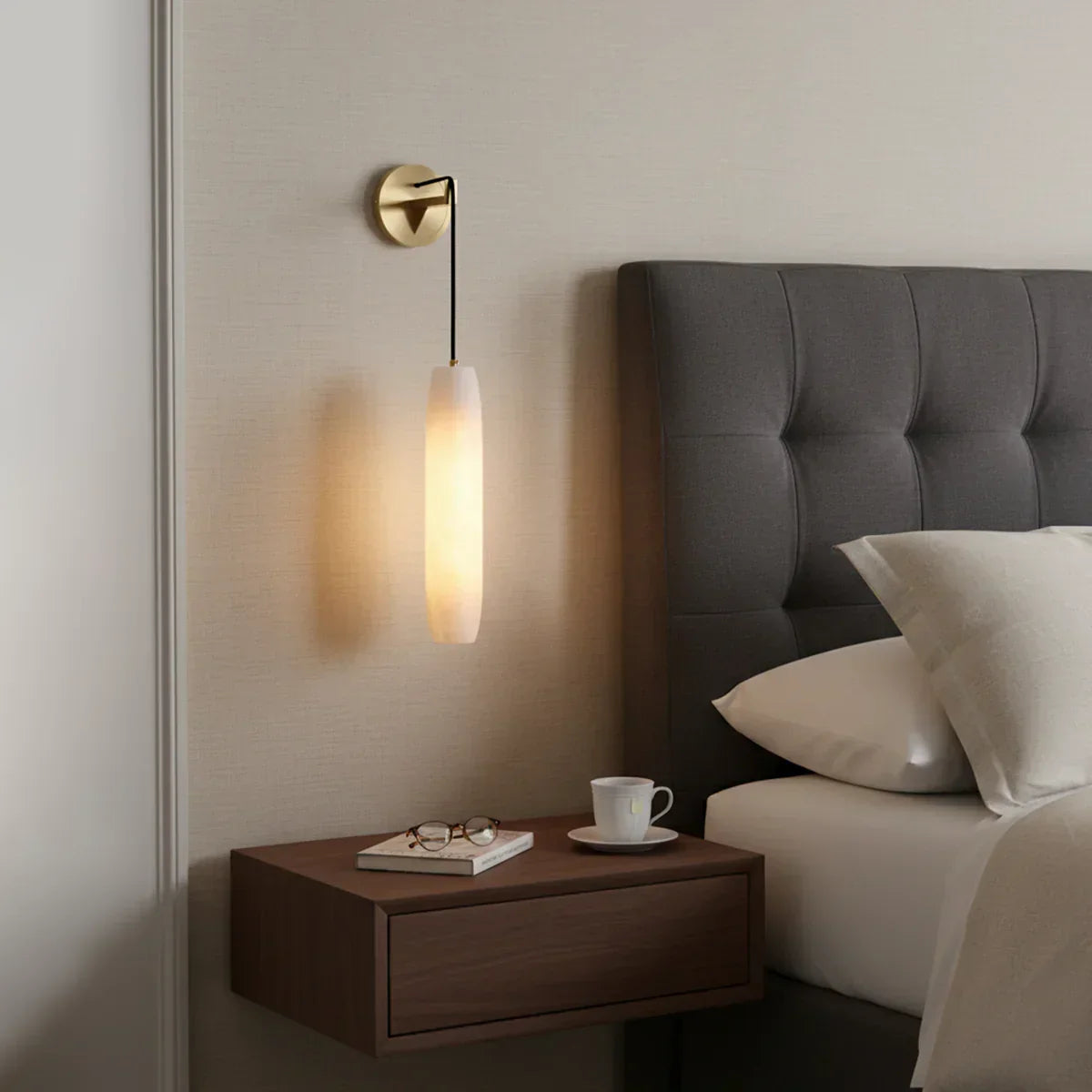 Flute Wall Light in alabaster for Hallway by AUVIELIGHT