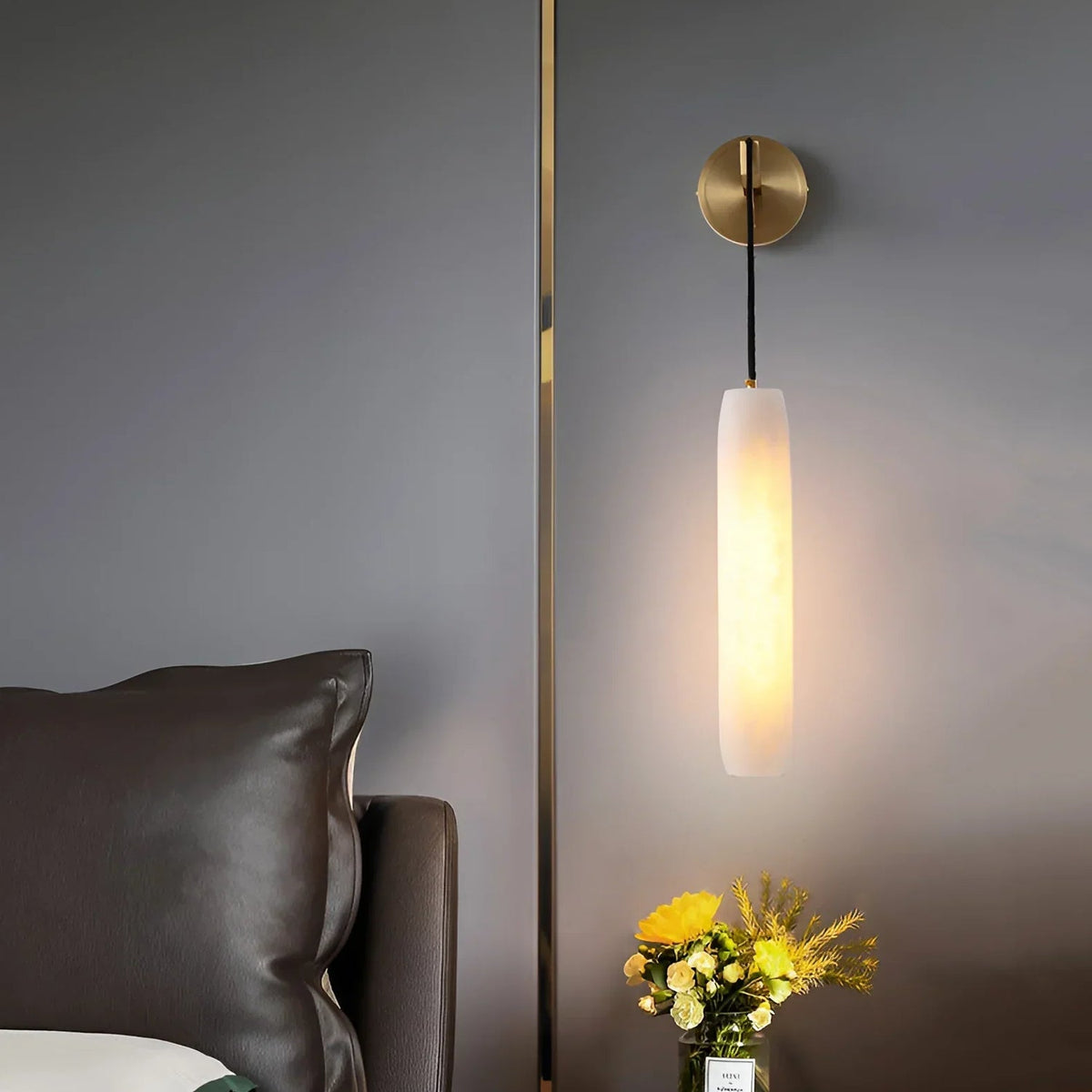 Flute Wall Light in alabaster for Hallway by AUVIELIGHT