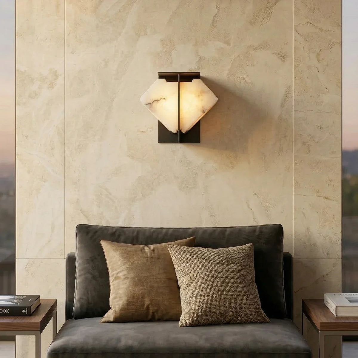 Folded Wall Sconce in alabaster for Hallway by AUVIELIGHT
