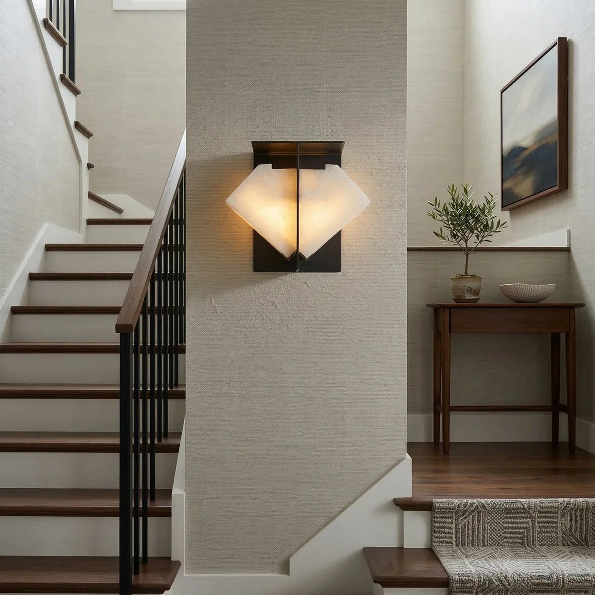 Folded Wall Sconce in alabaster for Hallway by AUVIELIGHT