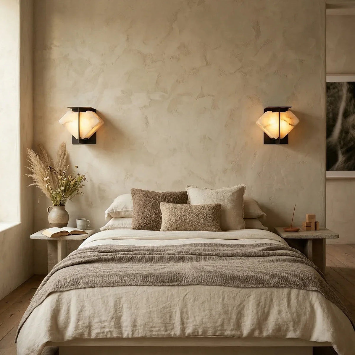 Folded Wall Sconce in alabaster for Hallway by AUVIELIGHT