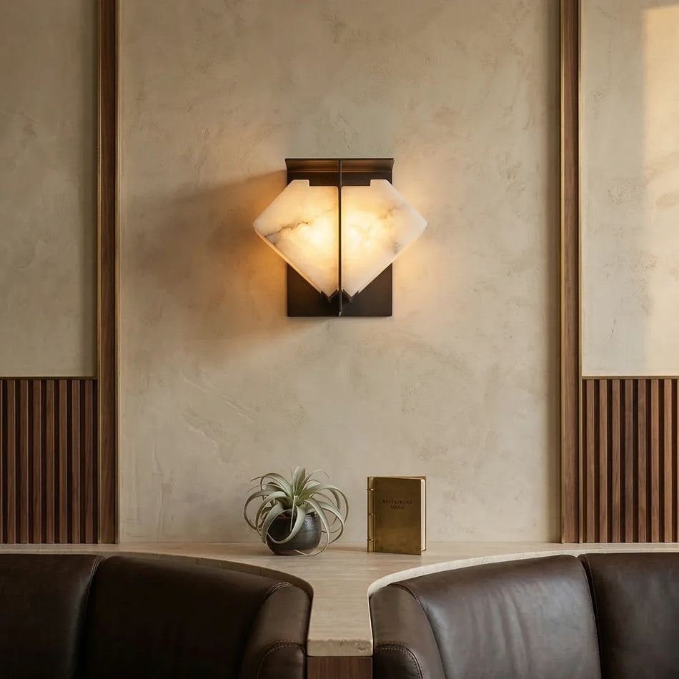 Folded Wall Sconce in alabaster for Hallway by AUVIELIGHT