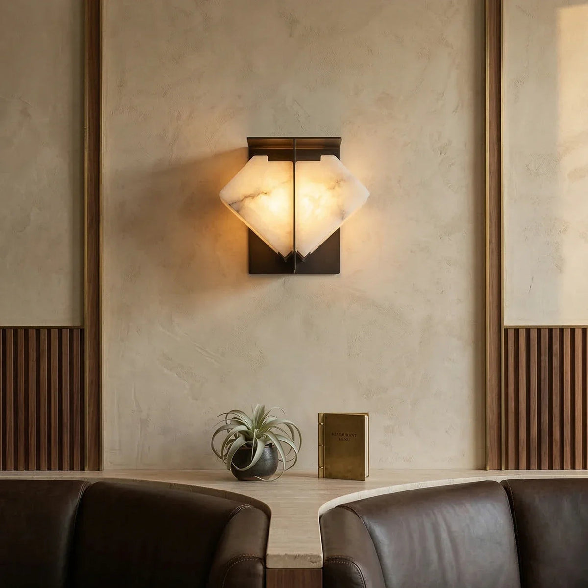 Folded Wall Sconce in alabaster for Hallway by AUVIELIGHT
