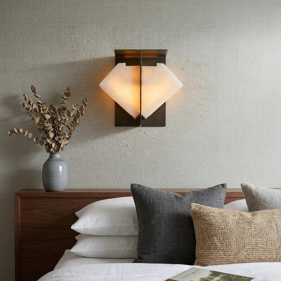 Folded Wall Sconce in alabaster for Hallway by AUVIELIGHT
