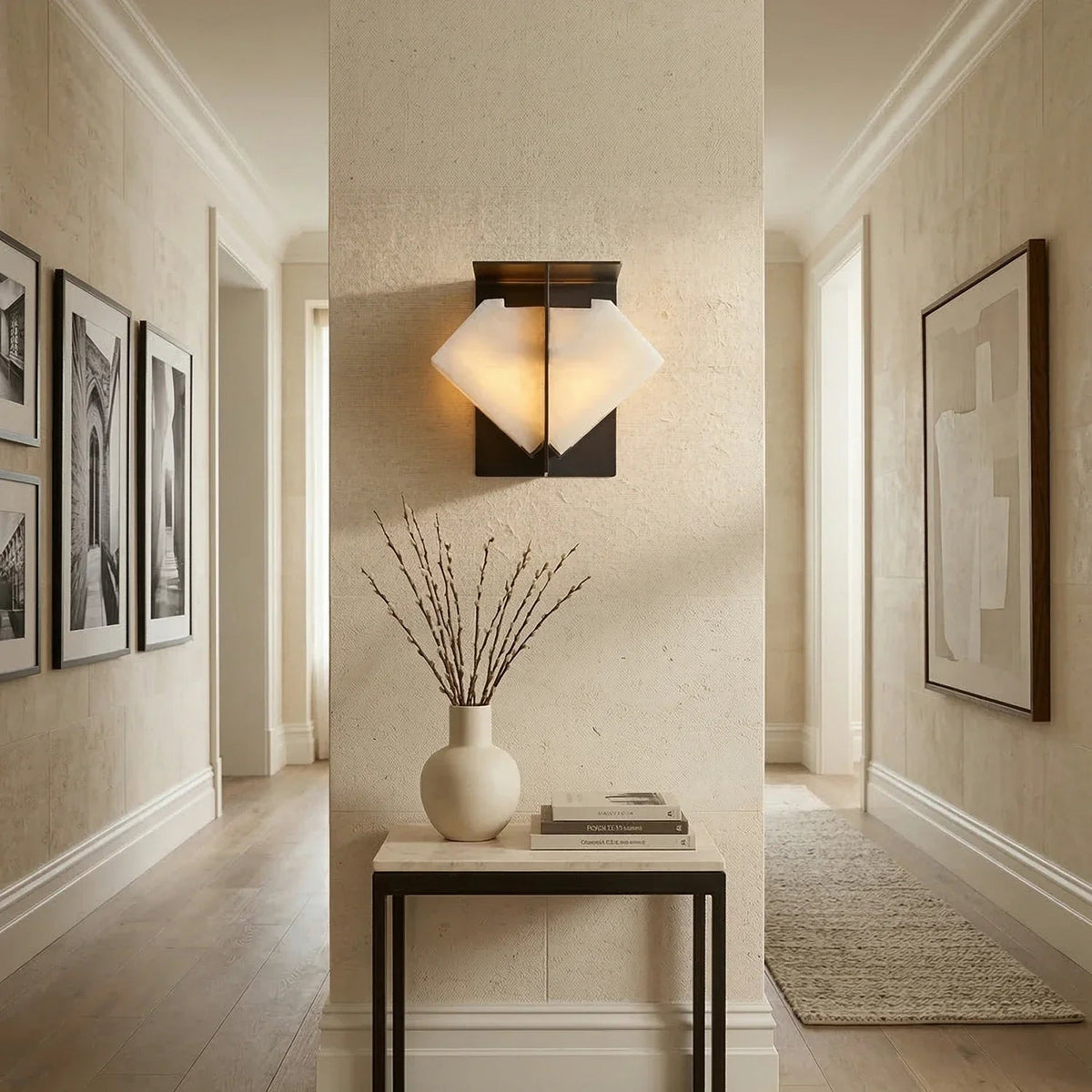 Folded Wall Sconce in alabaster for Hallway by AUVIELIGHT