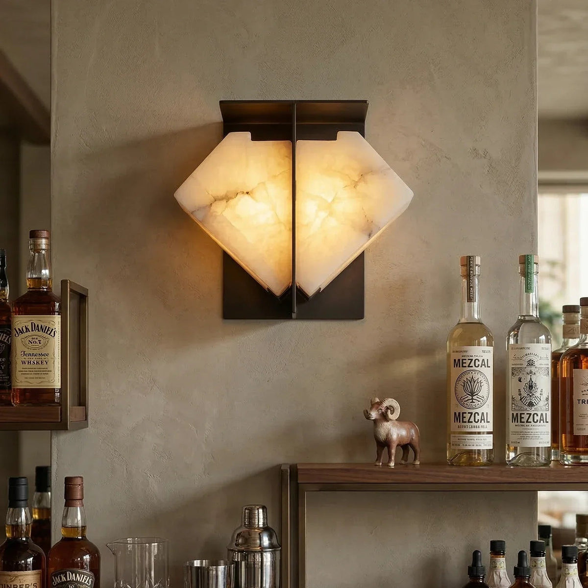 Folded Wall Sconce in alabaster for Hallway by AUVIELIGHT