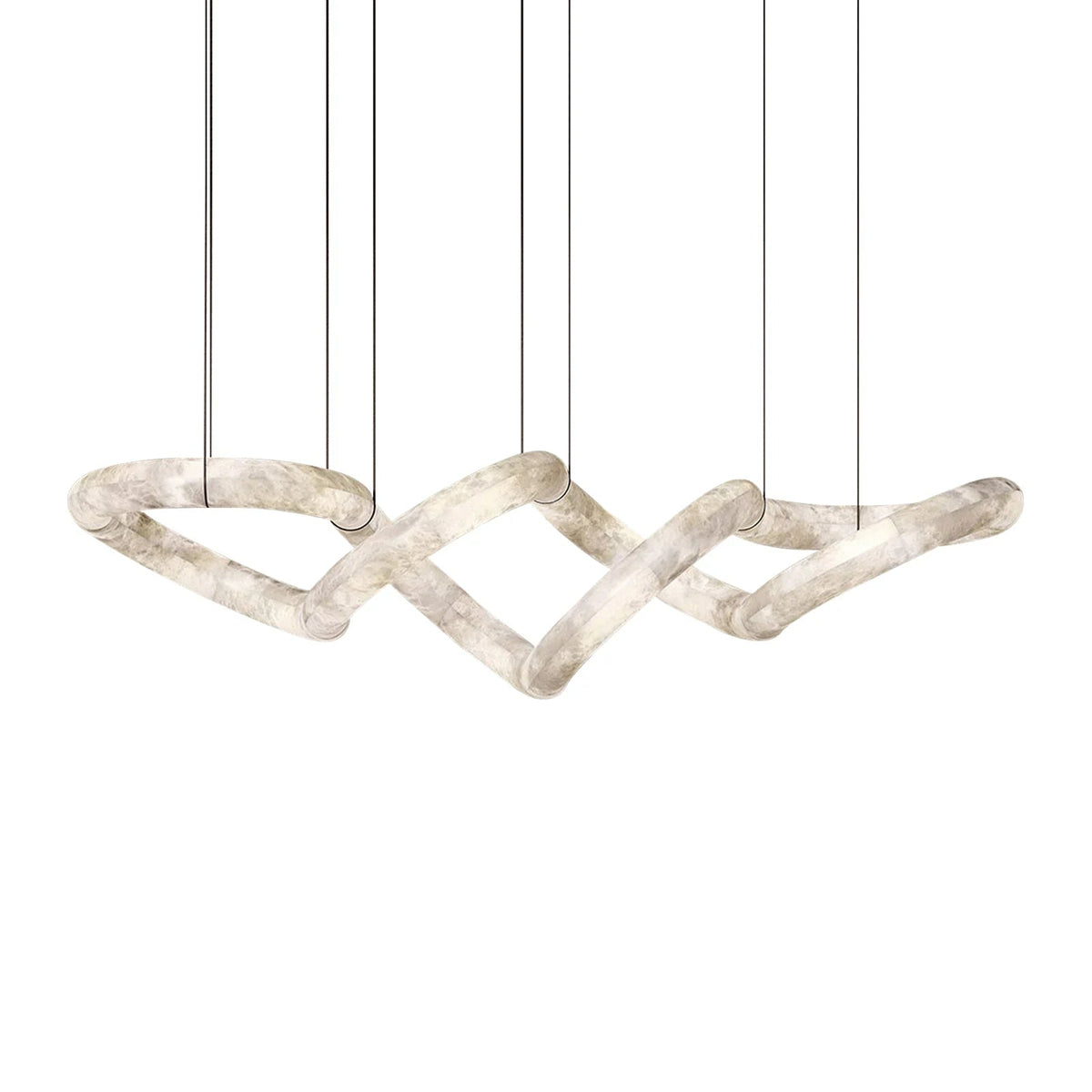 Infinity Chandelier in alabaster for Dining Room by AUVIELIGHT, L 200cm x W 60cm x H 35cm / L 78.7″ x W 23.6″ x H 13.8″ / White / Warm Light