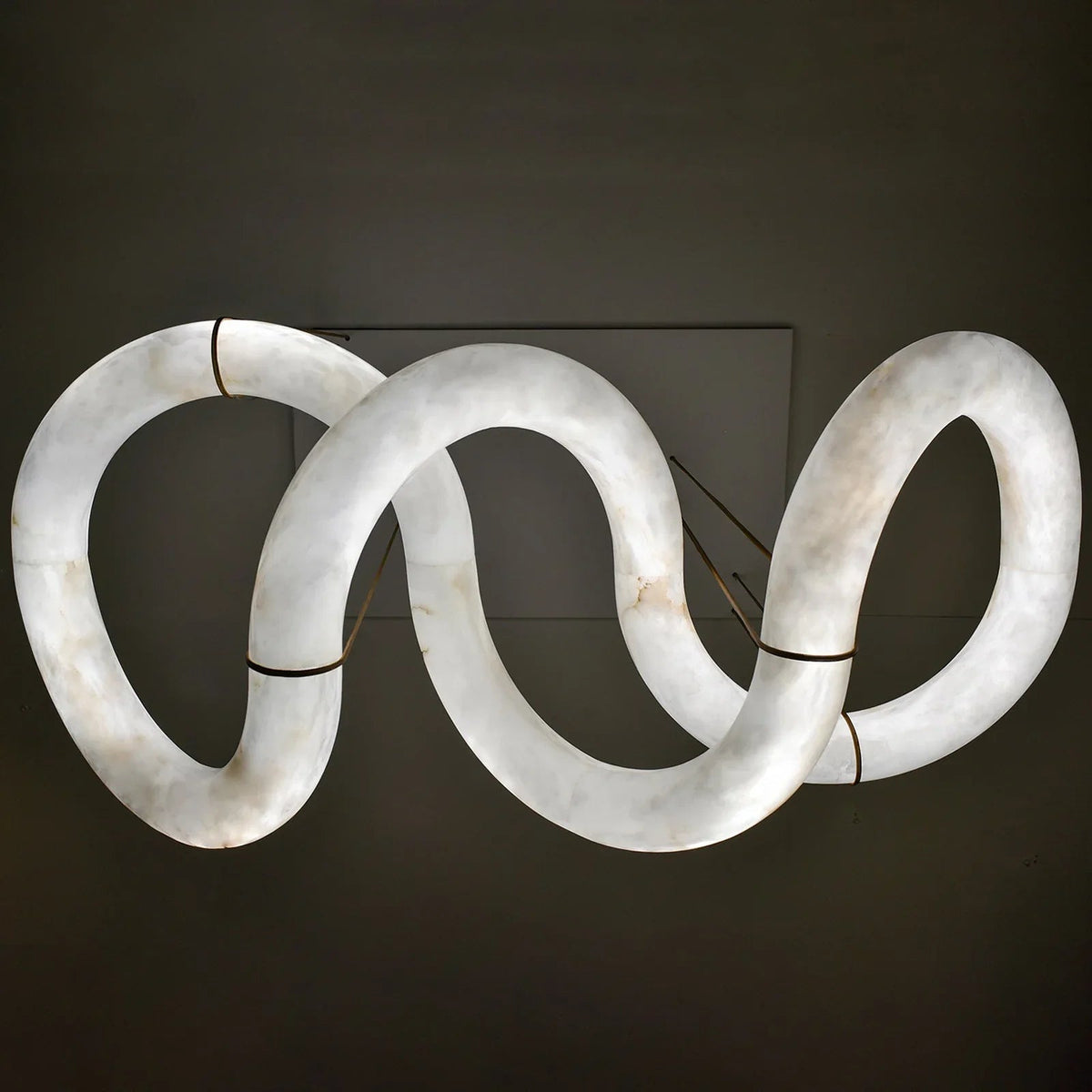 Infinity Chandelier in alabaster for Dining Room by AUVIELIGHT, L 150cm x W 60cm x H 35cm / L 59″ x W 23.6″ x H 13.8″ / White / Warm Light