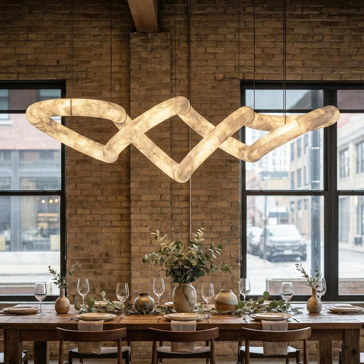 Infinity Chandelier in alabaster for Dining Room by AUVIELIGHT