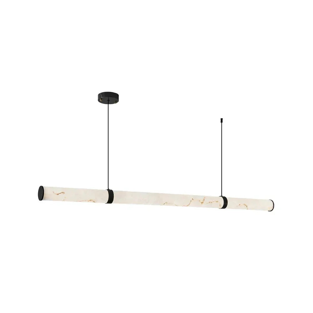 Linear Pendant Light in alabaster for Kitchen Island by AUVIELIGHT, Dia 120cm x H 8cm / ∅ 47.2″ x H 3.1″ / White+Black / Warm Light and 1 other