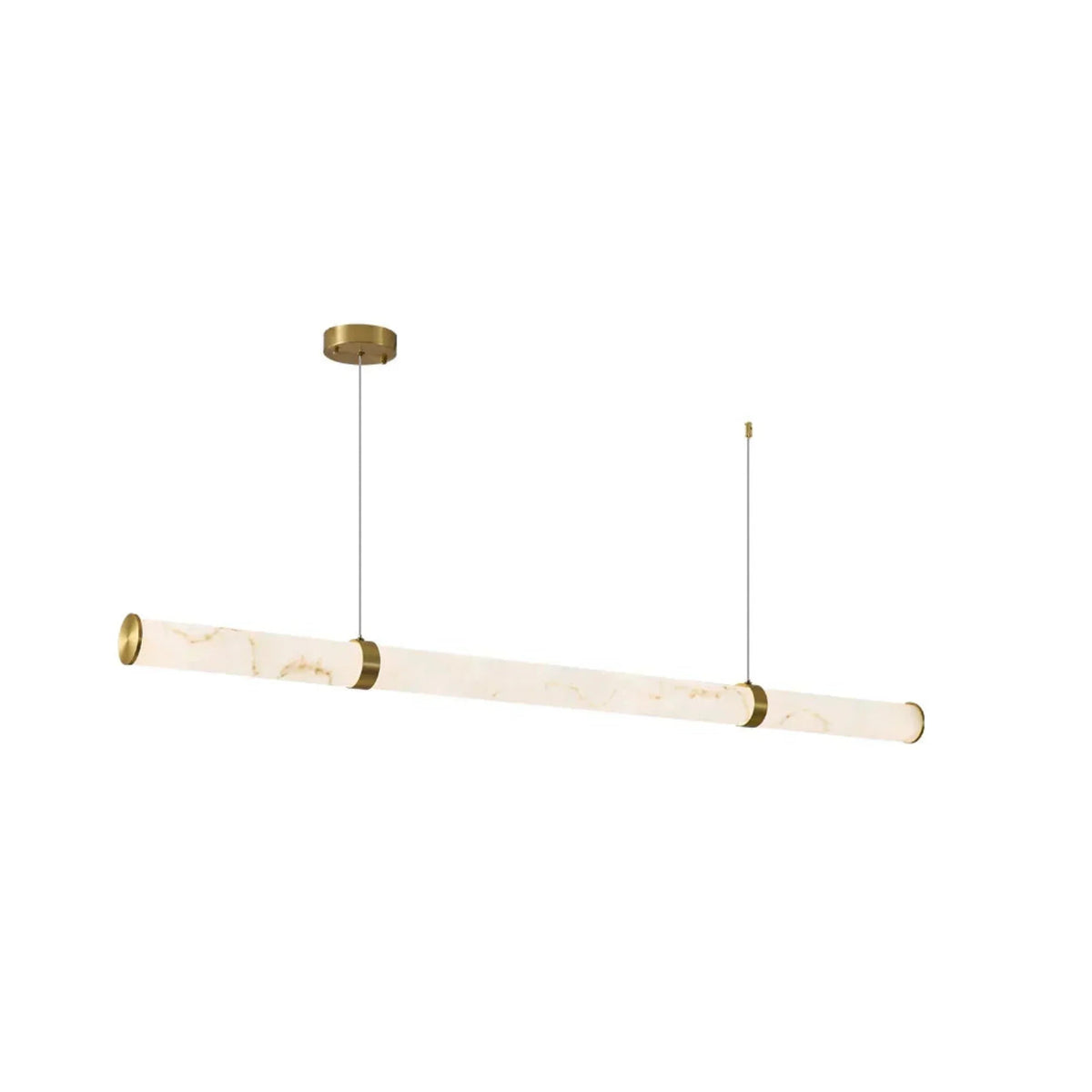 Linear Pendant Light in alabaster for Kitchen Island by AUVIELIGHT, Dia 120cm x H 8cm / ∅ 47.2″ x H 3.1″ / White+Gold / Warm Light