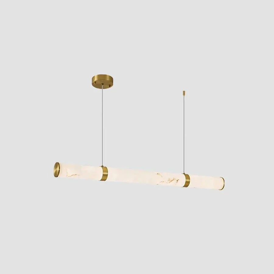 Linear Pendant Light in alabaster for Kitchen Island by AUVIELIGHT, Dia 100cm x H 8cm / ∅ 39.4″ x H 3.1″ / White+Gold / Warm Light