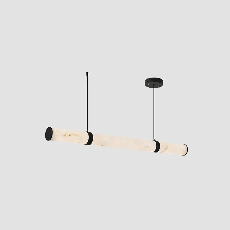 Linear Pendant Light in alabaster for Kitchen Island by AUVIELIGHT, Dia 100cm x H 8cm / ∅ 39.4″ x H 3.1″ / White+Black / Warm Light