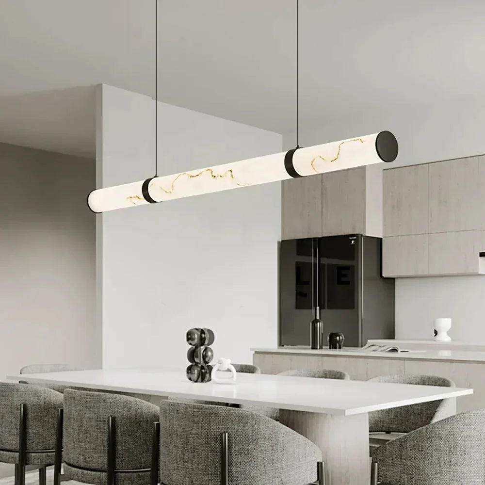 Linear Pendant Light in alabaster for Kitchen Island by AUVIELIGHT