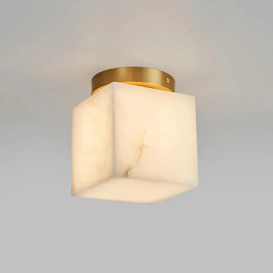 Melange Ceiling Light in alabaster for Living Room by AUVIELIGHT, Model C Size: Dia 12cm x H 15cm / ∅ 4.7″ x H 5.9″ / Gold & White
