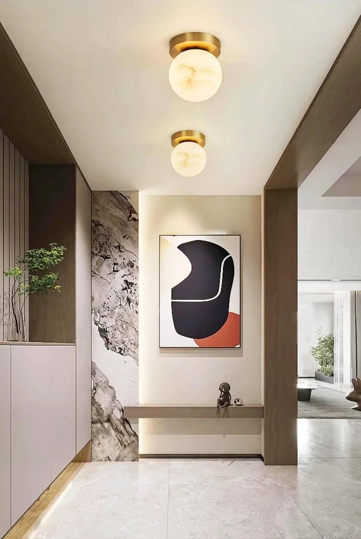 Melange Ceiling Light in alabaster for Living Room by AUVIELIGHT