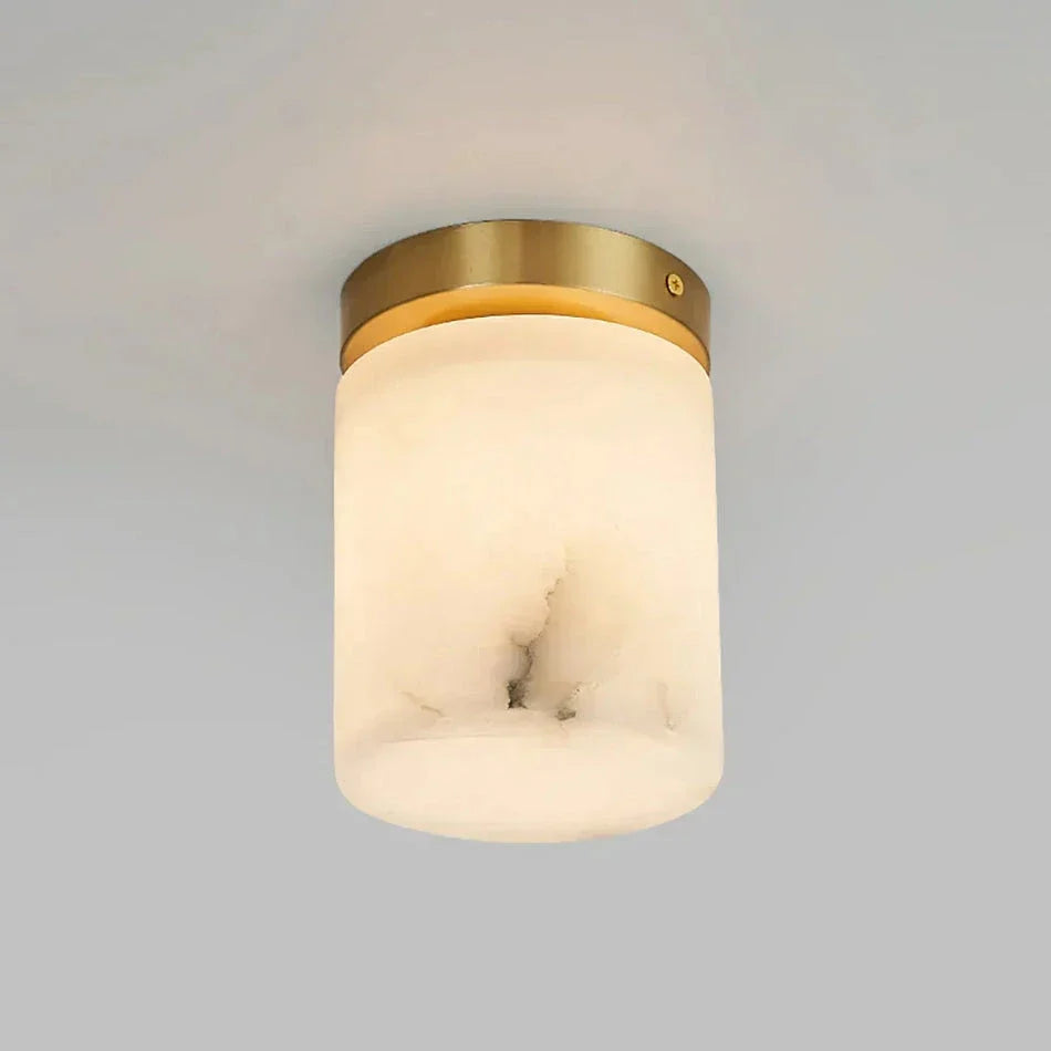 Melange Ceiling Light in alabaster for Living Room by AUVIELIGHT, Model B Size: Dia 12cm x H 15cm / ∅ 4.7″ x H 5.9″ / Gold & White