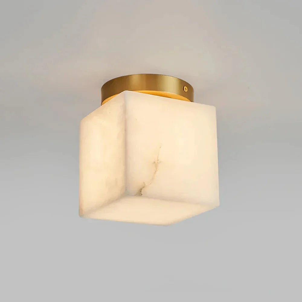 Melange Ceiling Light in alabaster for Living Room by AUVIELIGHT, Model C Size: Dia 15cm x H 15cm / ∅ 5.9″ x H 5.9″ / Gold & White