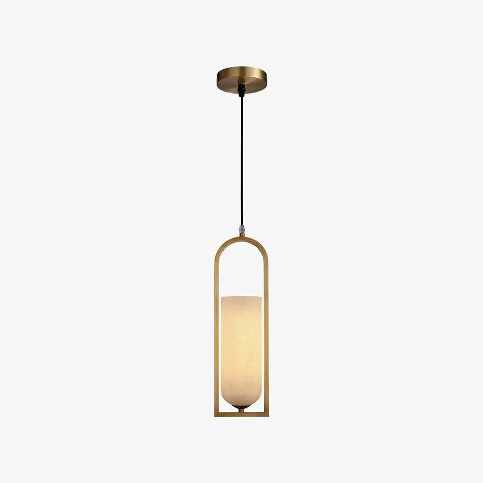 Melange Pendant Light in alabaster for Kitchen Island by AUVIELIGHT, Dia 13cm x H 43cm / ∅ 5.1″ x H 19.9″ / Gold & White