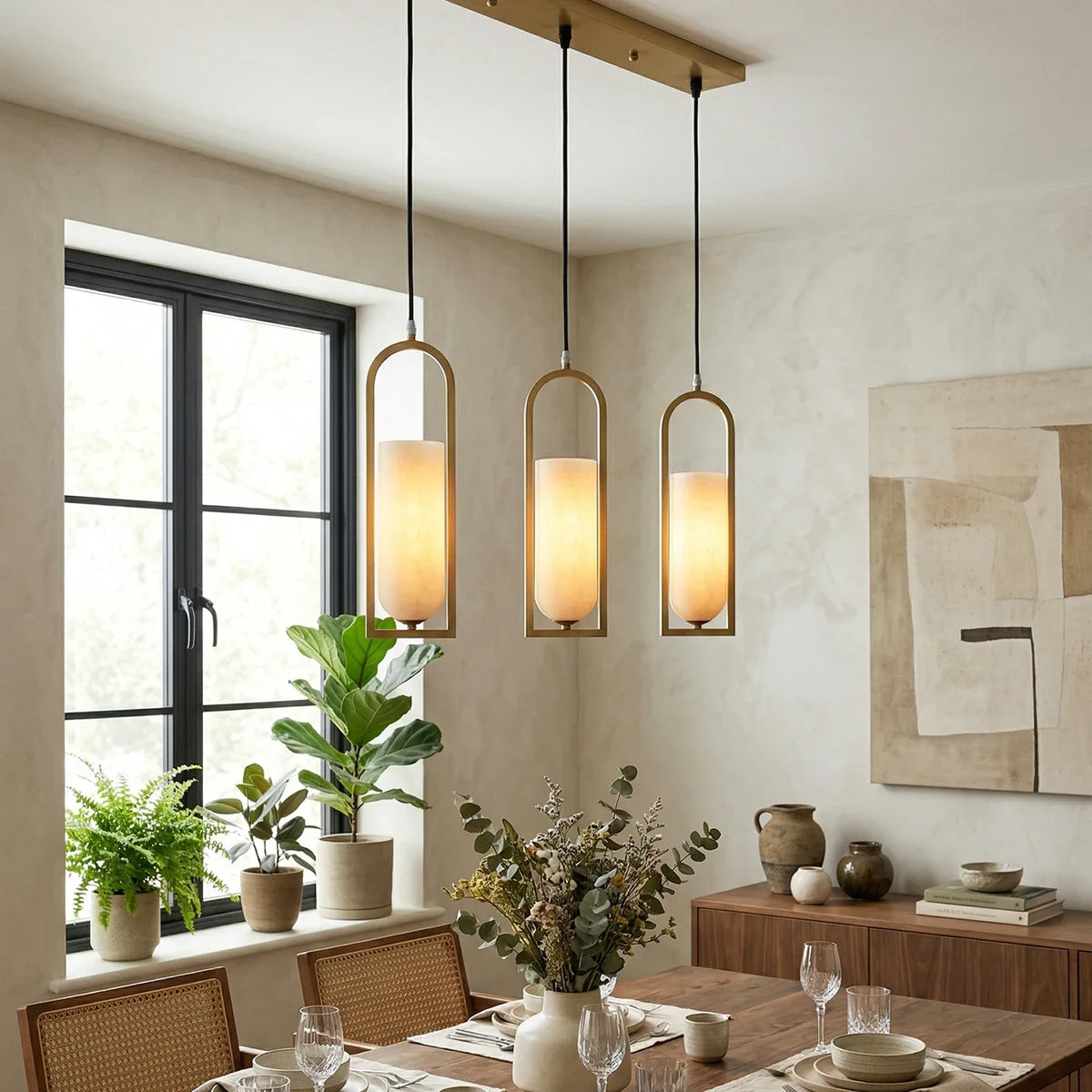 Melange Pendant Light in alabaster for Kitchen Island by AUVIELIGHT