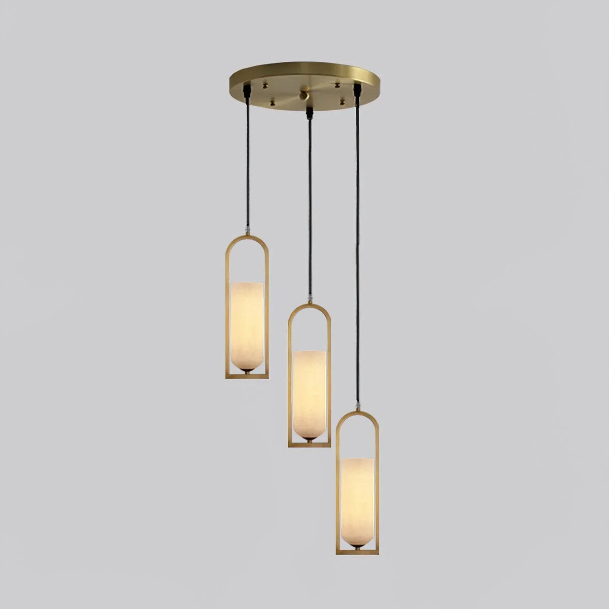 Melange Pendant Light in alabaster for Kitchen Island by AUVIELIGHT, Dia 30cm x H 150cm / ∅ 11.8″ x H 59″ / Gold & White