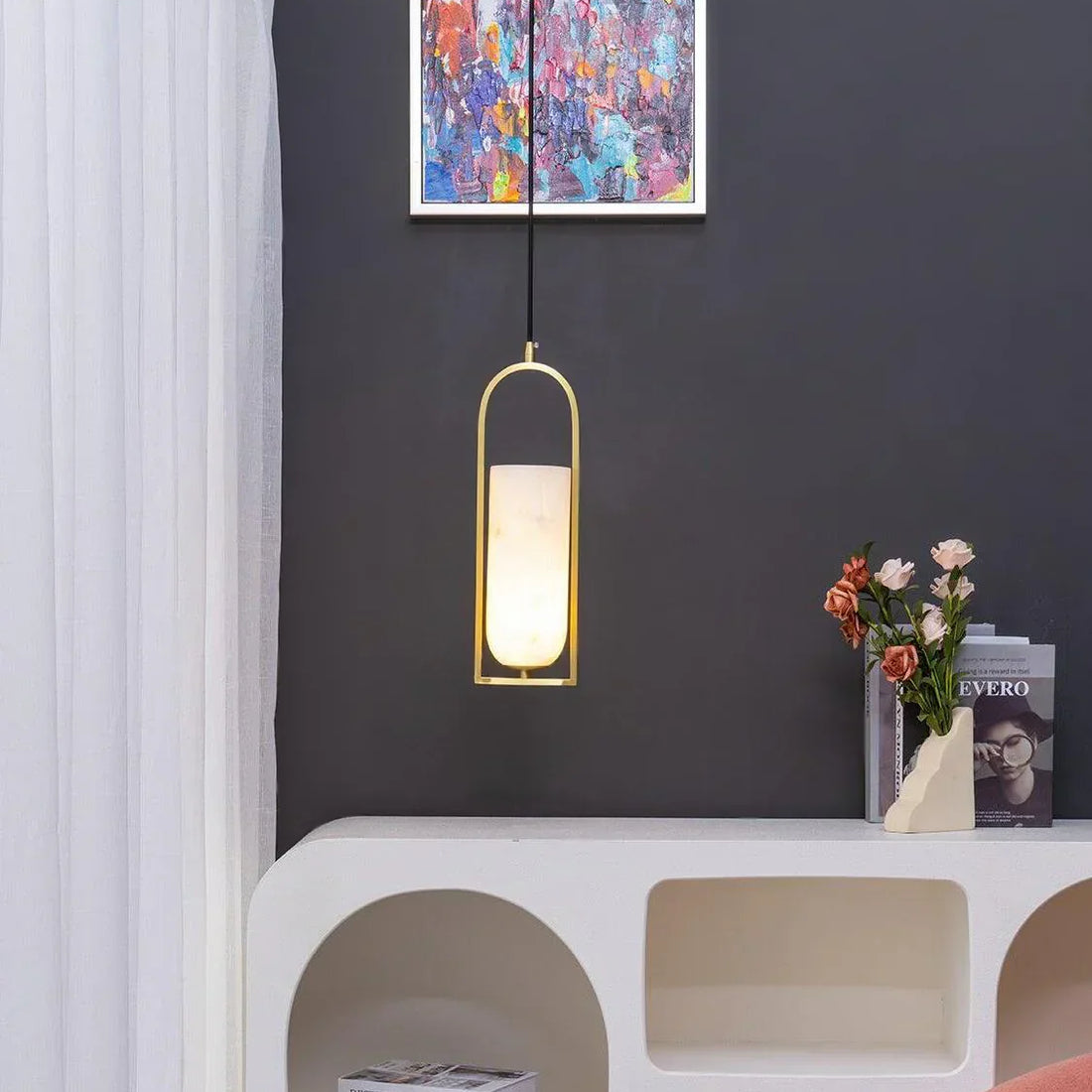 Melange Pendant Light in alabaster for Kitchen Island by AUVIELIGHT