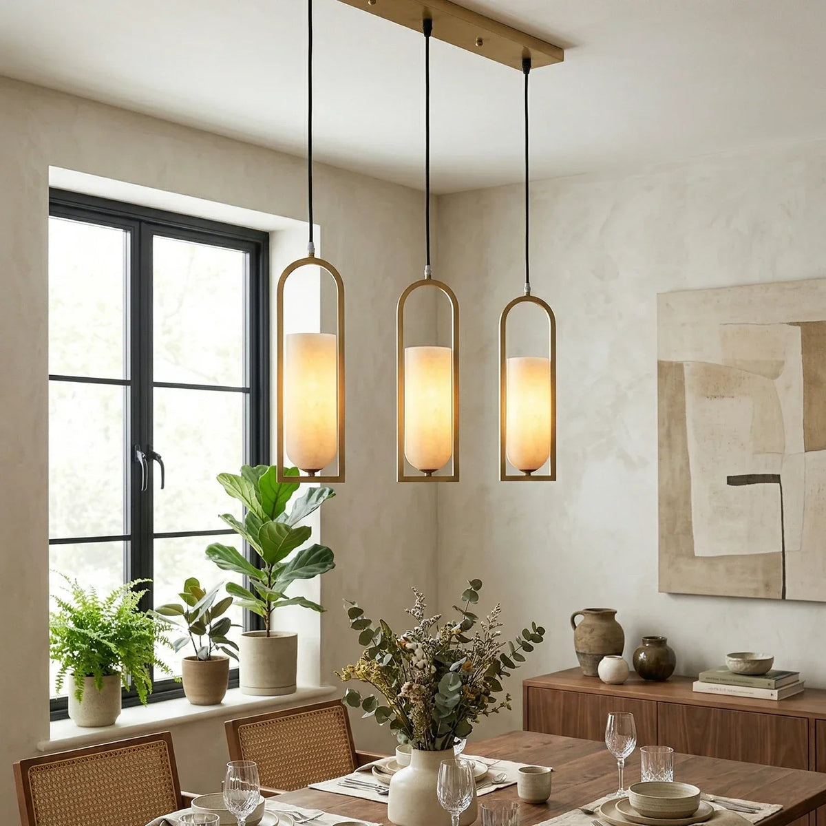 Melange Pendant Light in alabaster for Kitchen Island by AUVIELIGHT