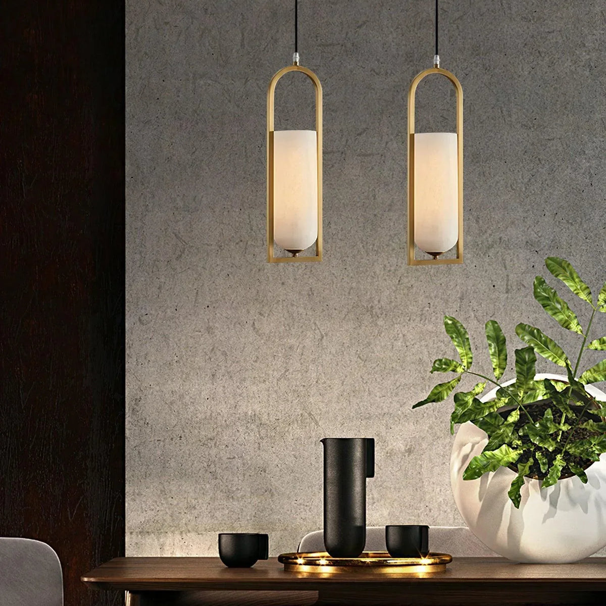 Melange Pendant Light in alabaster for Kitchen Island by AUVIELIGHT