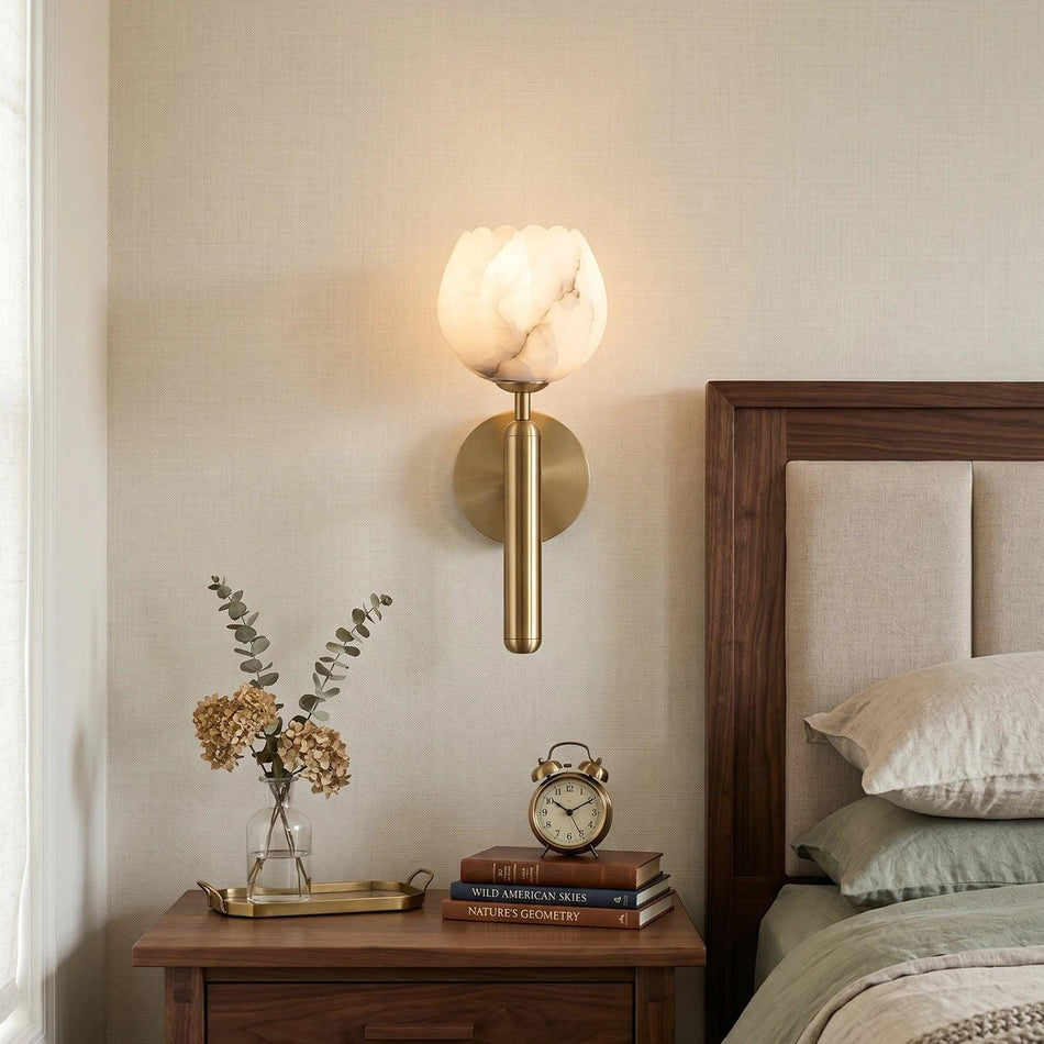 Mian Wall Light in alabaster for Hallway by AUVIELIGHT