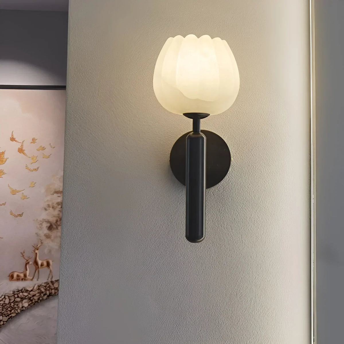Mian Wall Light in alabaster for Hallway by AUVIELIGHT
