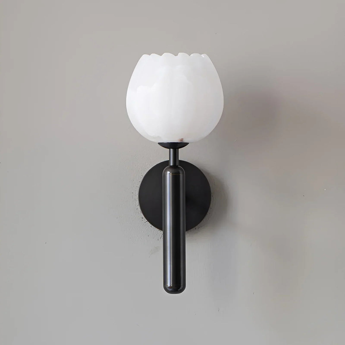 Mian Wall Light in alabaster for Hallway by AUVIELIGHT, Dia 13cm x H 31cm / ∅ 5.1″ x H 12.2″ / Gold & White