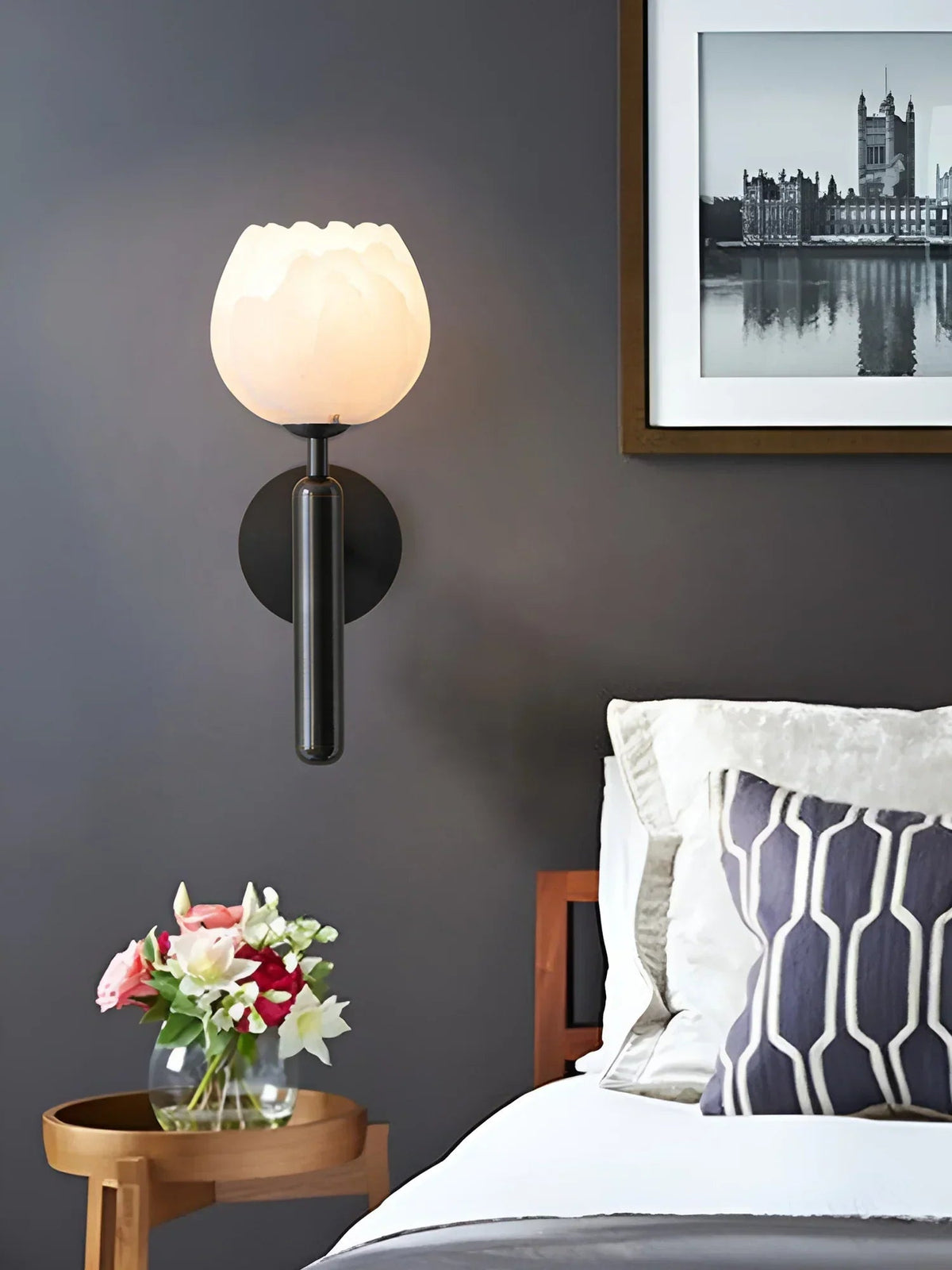 Mian Wall Light in alabaster for Hallway by AUVIELIGHT