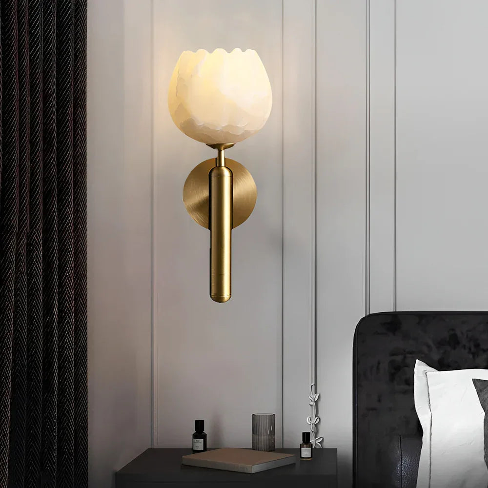 Mian Wall Light in alabaster for Hallway by AUVIELIGHT