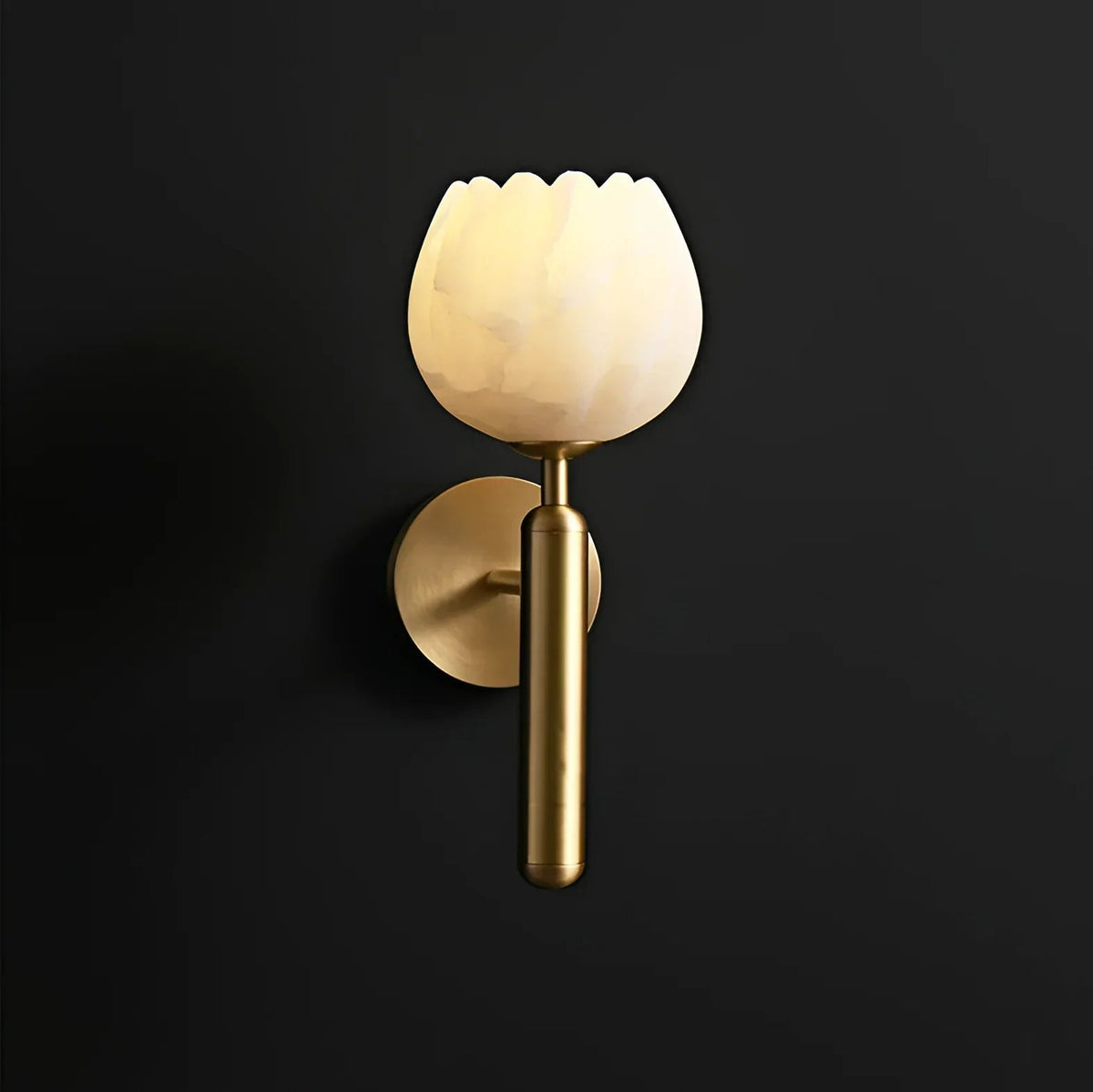 Mian Wall Light in alabaster for Hallway by AUVIELIGHT, Dia 13cm x H 31cm / ∅ 5.1″ x H 12.2″ / Black & White