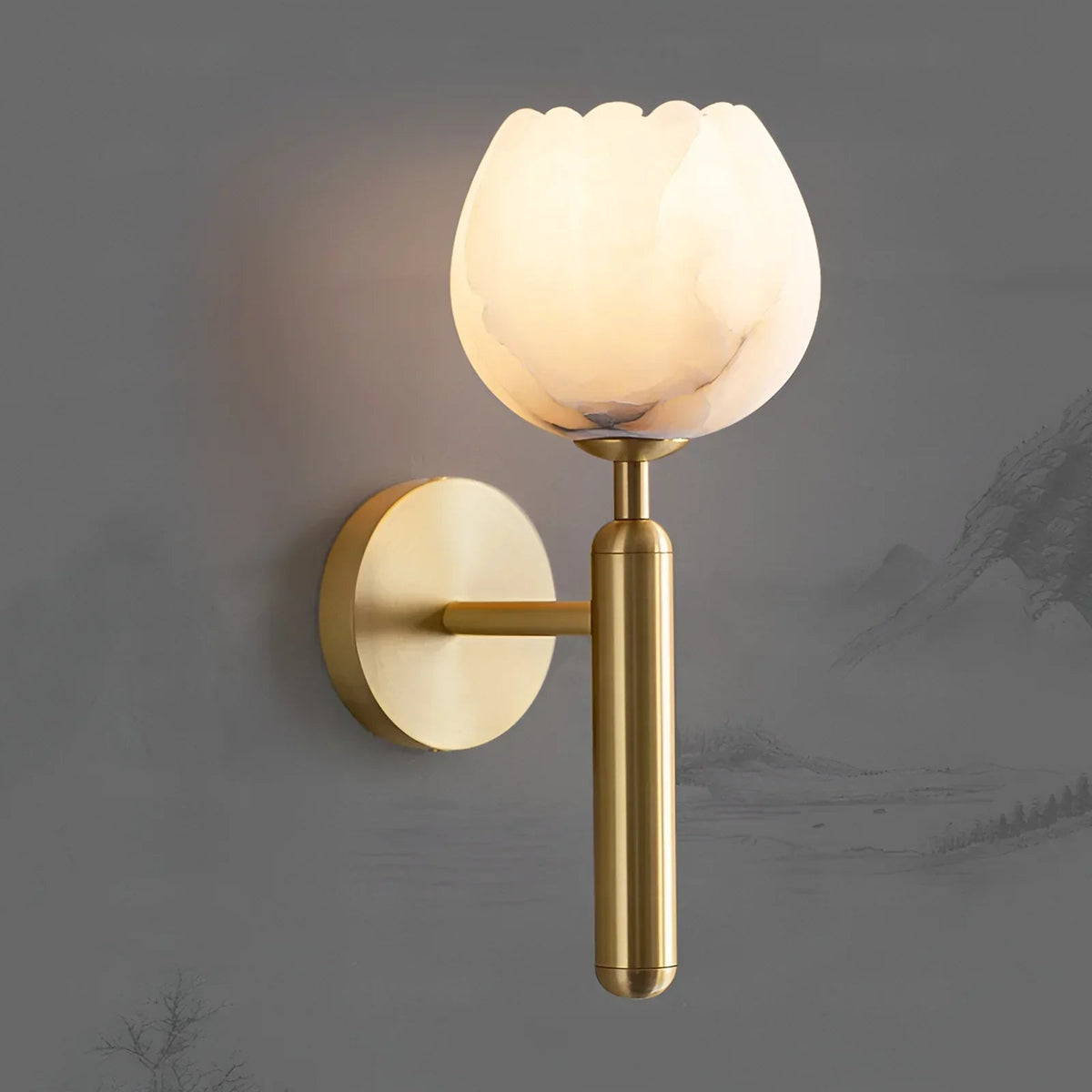 Mian Wall Light in alabaster for Hallway by AUVIELIGHT