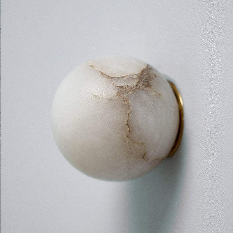Minimalist Round Wall Sconce in alabaster for Hallway by AUVIELIGHT