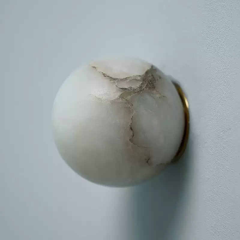 Minimalist Round Wall Sconce in alabaster for Hallway by AUVIELIGHT