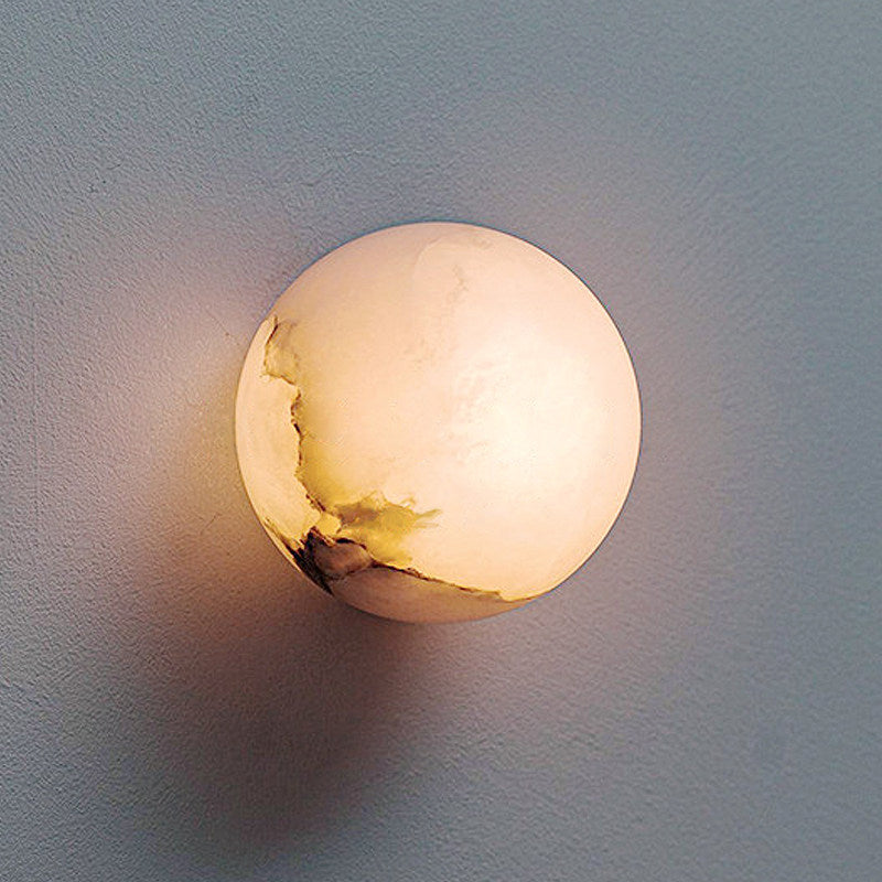 Minimalist Round Wall Sconce in alabaster for Hallway by AUVIELIGHT