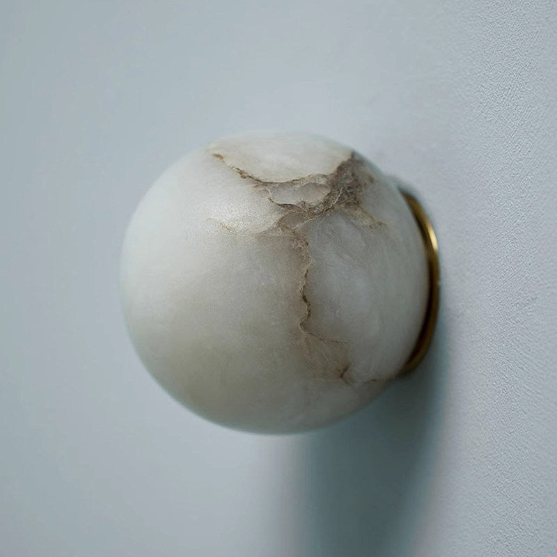 Minimalist Round Wall Sconce in alabaster for Hallway by AUVIELIGHT