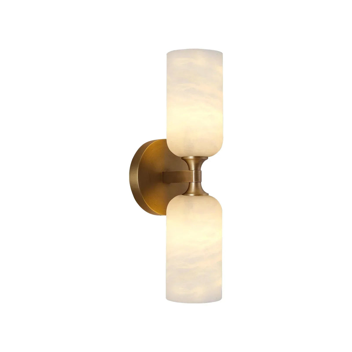 Monty Linear Wall Sconce in alabaster for Hallway by AUVIELIGHT, Dia 14.5cm x H 36cm / ∅ 5.7″ x H 14.2″ / Gold & White